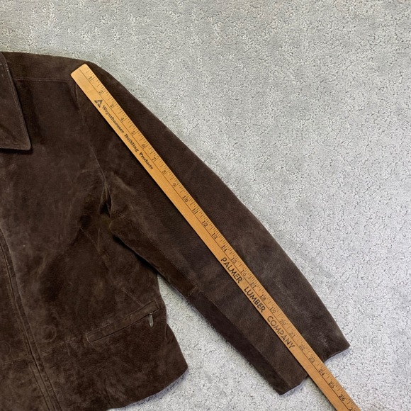 VINTAGE Wilsons Leather Suede Jacket Womens Large Brown Zip Up Pockets 90s - Picture 15 of 16
